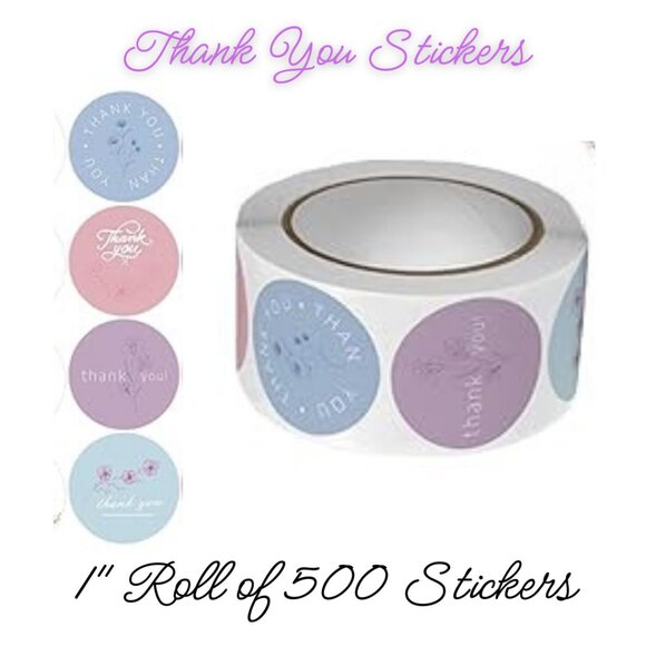 Thank You Stickers ~ Qty 500 Stickers Size 1" on a Roll - Picture 1 of 3